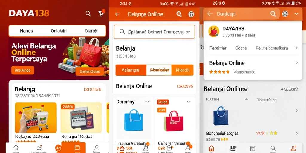 Antarmuka pengguna aplikasi DAYA138 untuk Belanja Online.