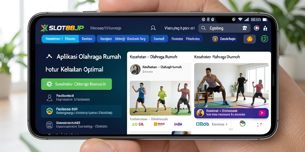 Antarmuka aplikasi SLOT88JP untuk kegiatan Olahraga Rumah yang interaktif.