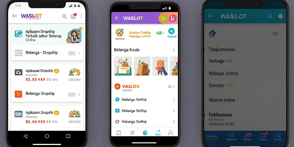 Tampilan antarmuka aplikasi WASLOT yang menarik dan fungsional untuk dropshipping.
